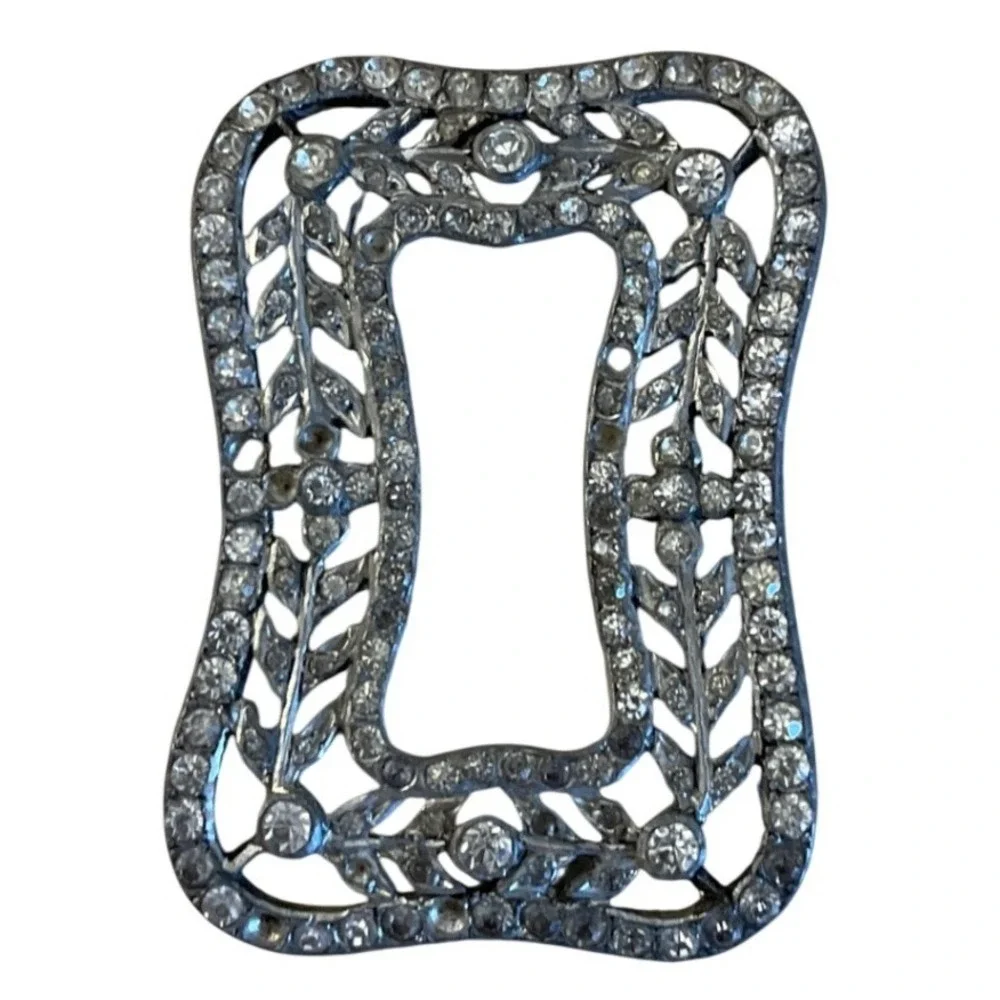Vintag Rhinestone Belt Buckle Art Deco Glam Regencycore Sparkly Filigree Bridal